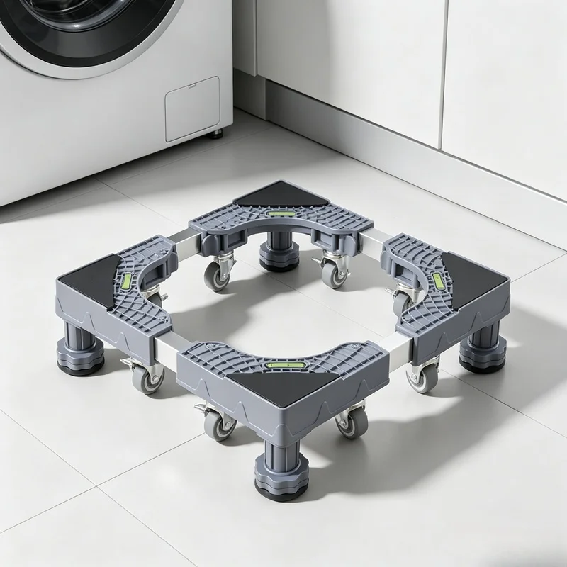 Height‑Adjustable Household Appliance Support Stand, Multi‑Purpose Rack for Washing Machine Dryer Refrigerator