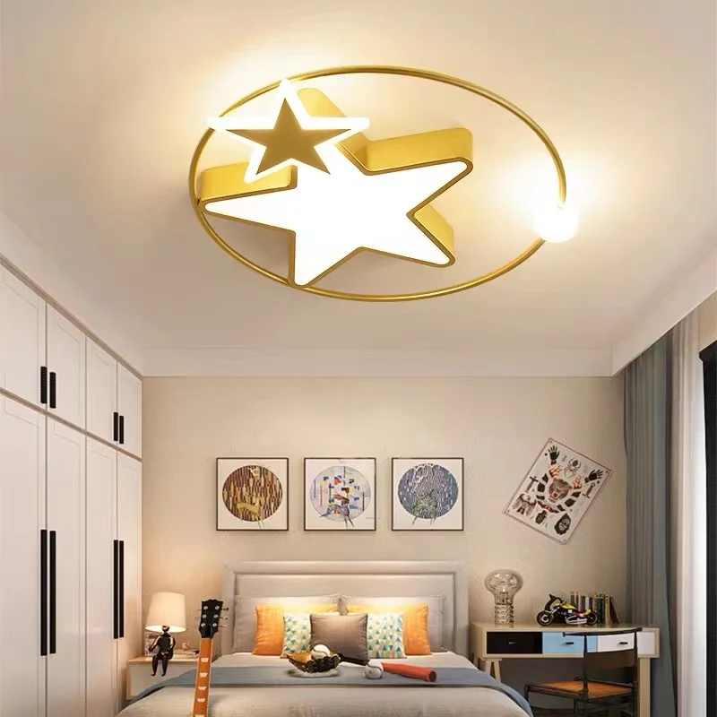 

Modern Led Stars Ceiling Chandelier For Kids Room Child Girl Bedroom Ceiling Light Luxury Gold Decor Ring Ball Star Ceiling Lamp