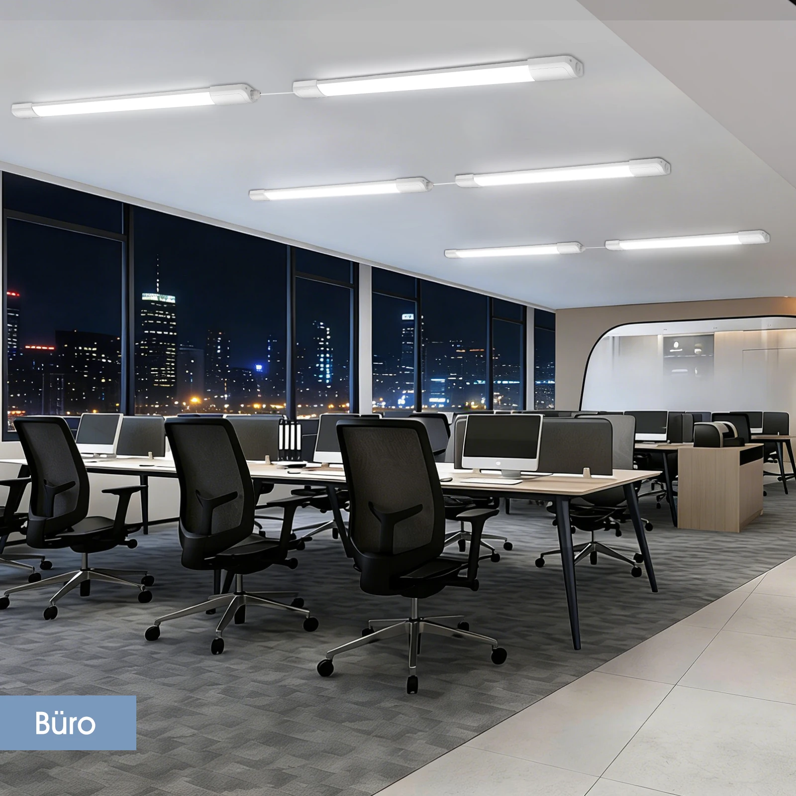 3PCS LED Wet Room Lights, Linkable 60/120 cm, 20/36W Ceiling Tube Lights, IP65 Waterproof, Cellar, Garage & Workshop Lighting