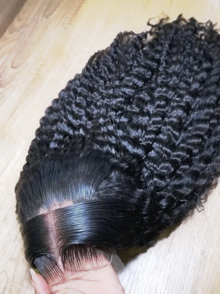 

10 46 inch Deep Wave Human Hair Burmese Curly Wigs 250 Density 13x6 Hd Lace Frontal Front Curls Natural Black Wigs Multi Parting