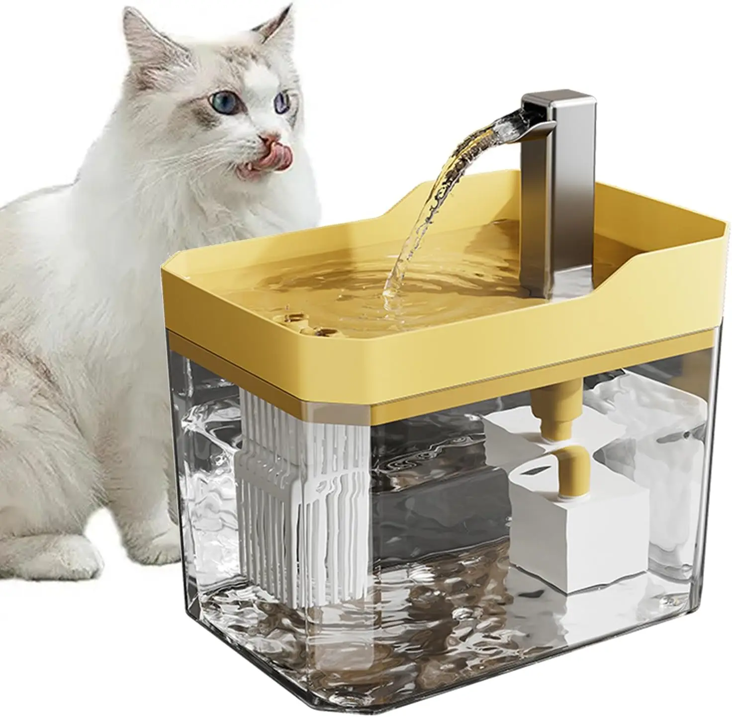 

Automatic Water Drinking Fountain Dispenser for Cat (Transparent, 6.5 * 4.5 * 4.7in)