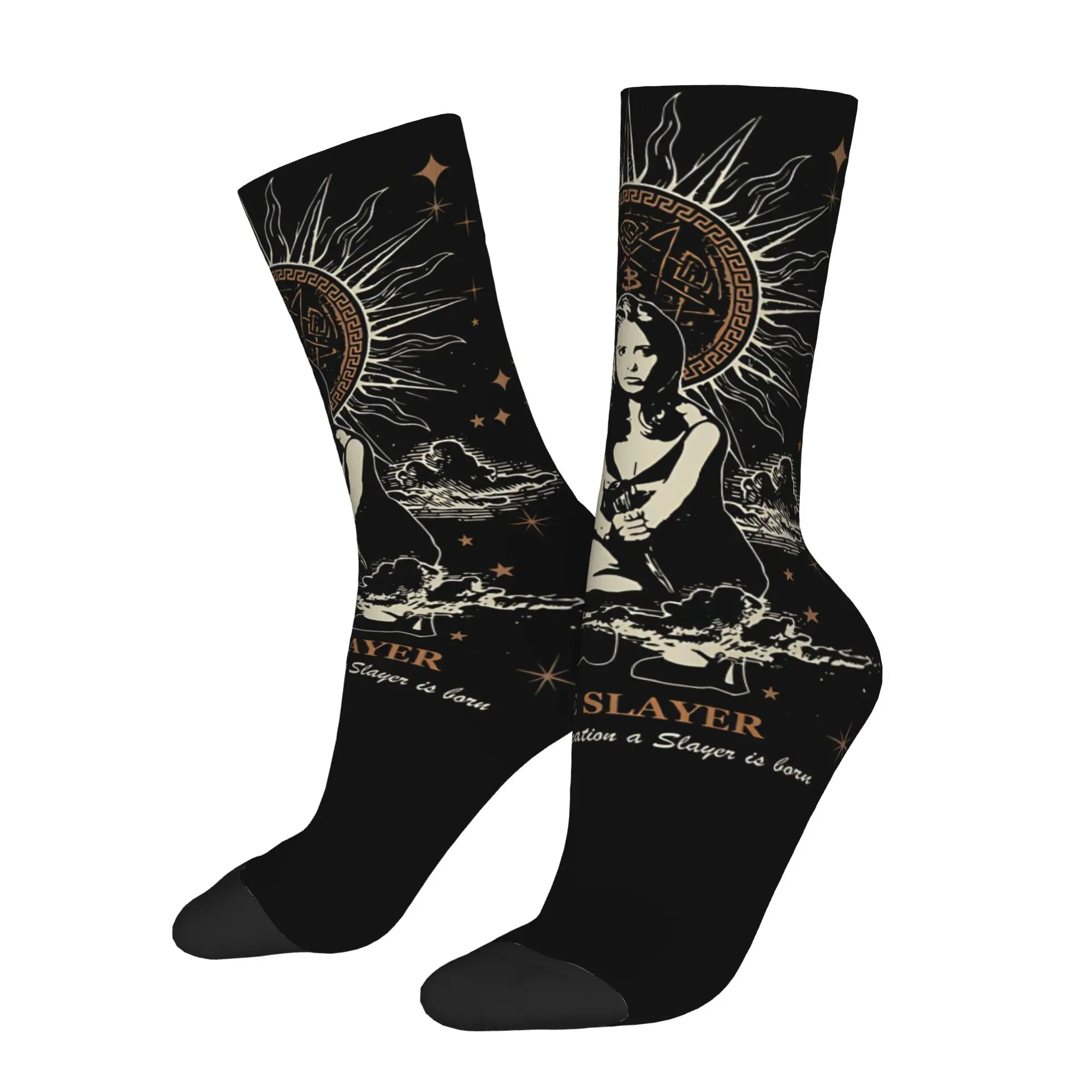 Hip-hop Buffy The Vampire Slayer Vintage Sports Socks  Polyester Middle Tube Socks for Unisex Sweat Absorbing