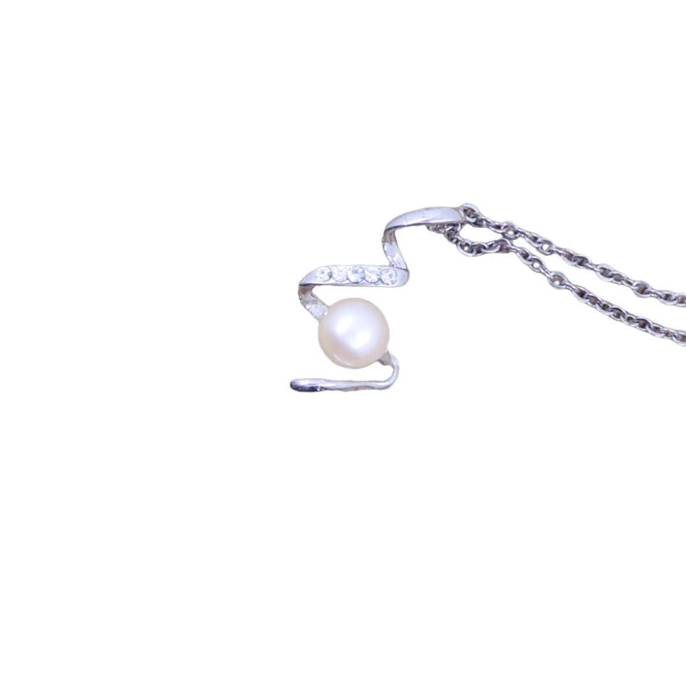Natural Pink Pearl Twist Pendant Necklace Jewelry