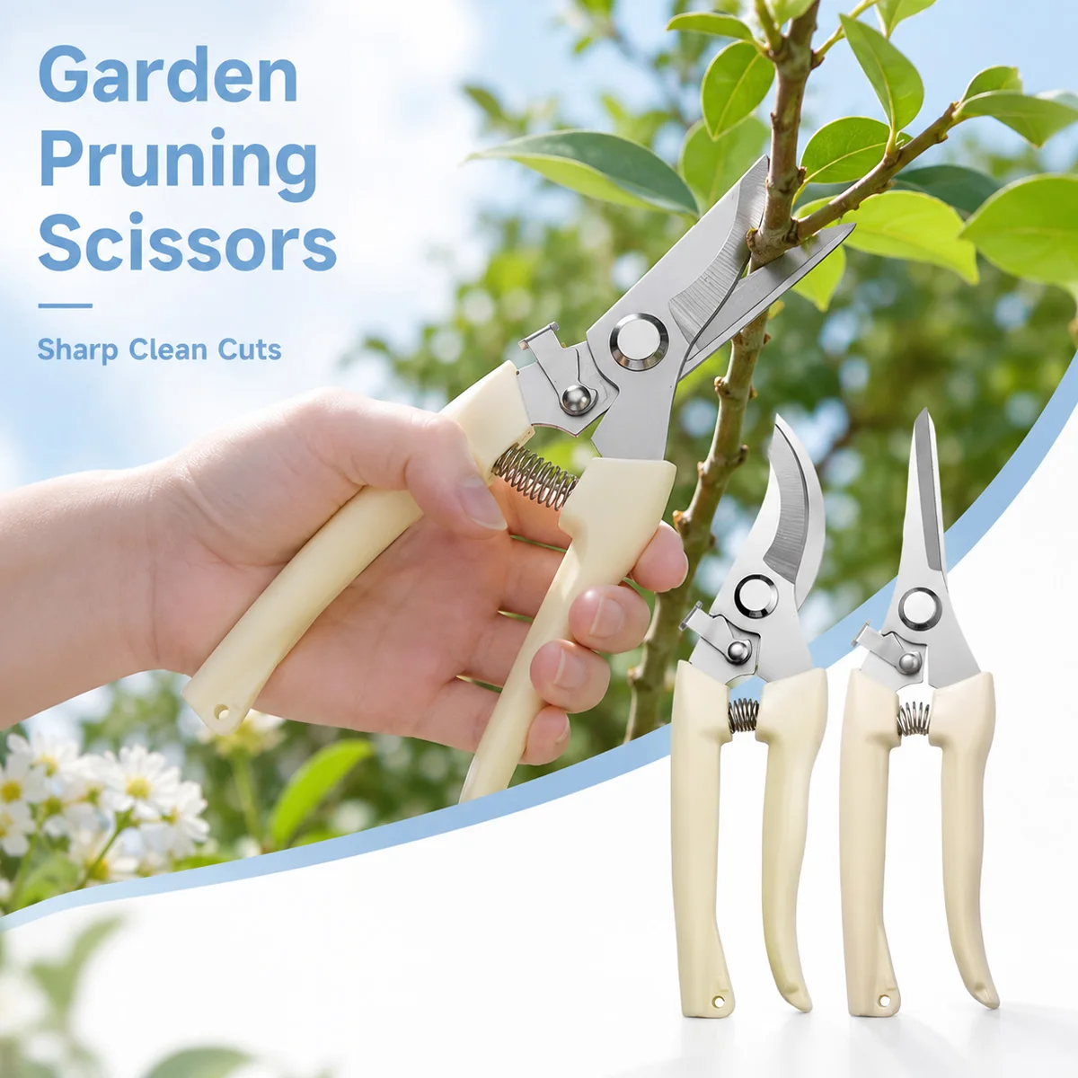 Professional Garden Pruning Shears Heavy Duty Plant Clippers Stainless Steel Blade Trimmer Tool For Tree Branch Flower Bush Yard