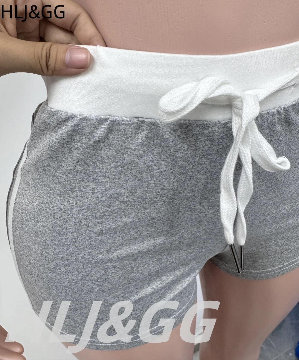 HLJ&GG Estate Nuova Lettera Stampa Pantaloncini con coulisse Set da due pezzi Donna Girocollo Manica corta Slim Crop Top e pantaloncini Abiti