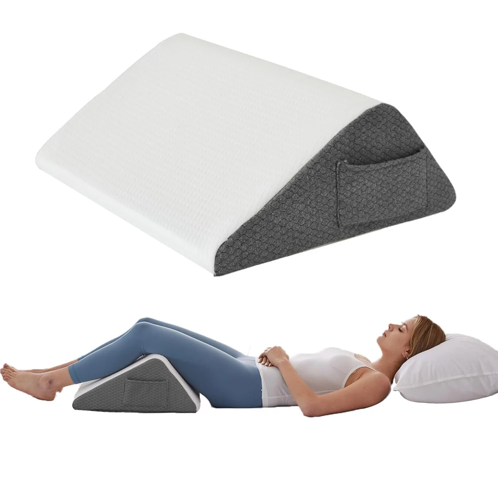 Knee Wedge Pillow, Memory Foam Leg Pillow Knee Pillow for Back Sleeping, Wedge Pillows for Legs Post Surgery