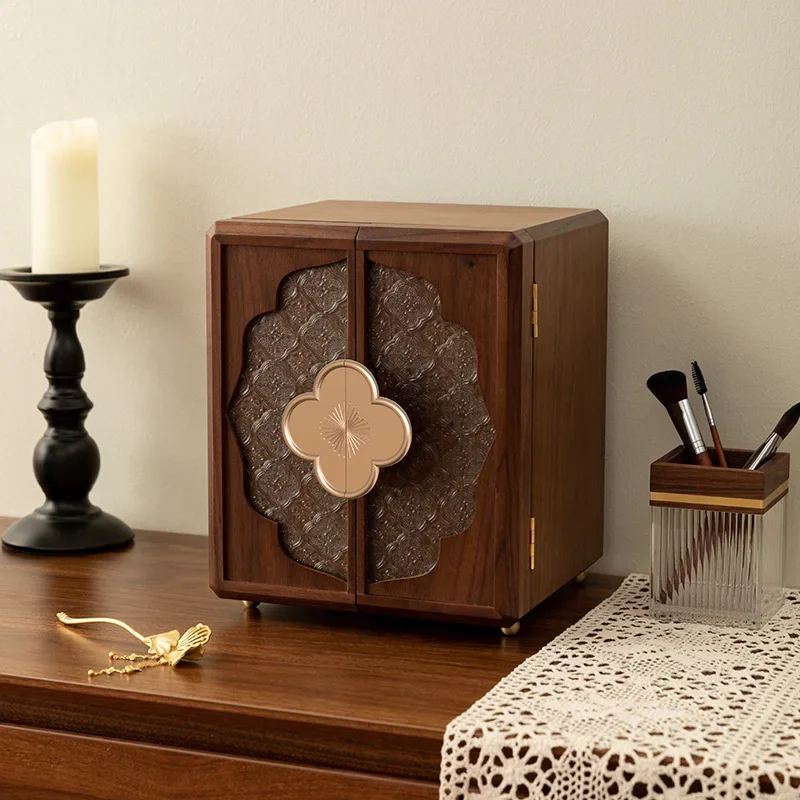 กล่องเครื่องประดับไม้ กล่องเก็บของ เครื่องประดับทำมือสไตล์ชาติพันธุ์ งานฝีมือระดับไฮเอนด์ ดีไซน์ใหม่สไตล์จีน ของขวัญ 520