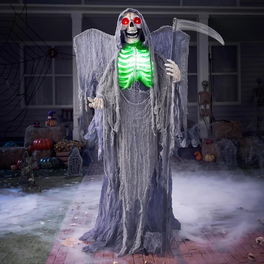 

Halloween Animatronics Grim Reaper with Wings, Halloween Decorations, Sound and Movable Body for Halloween Party Supplies