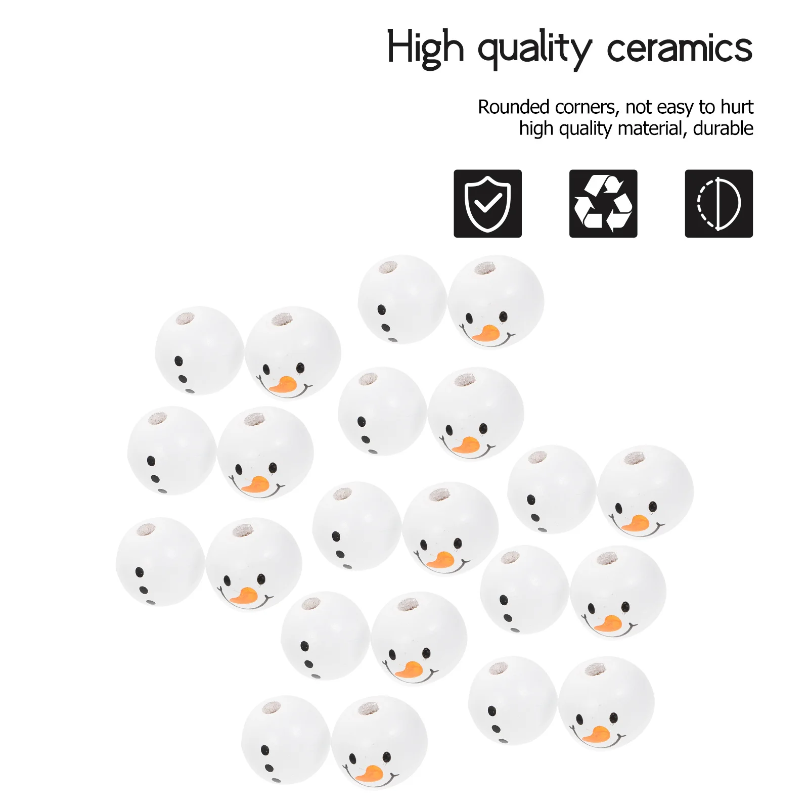 40Pcs Christmas Wooden Beads Snowman DIY Loose Beads Round Spacer Charms Decorative Jewelry Making Pendants Craft Accessories