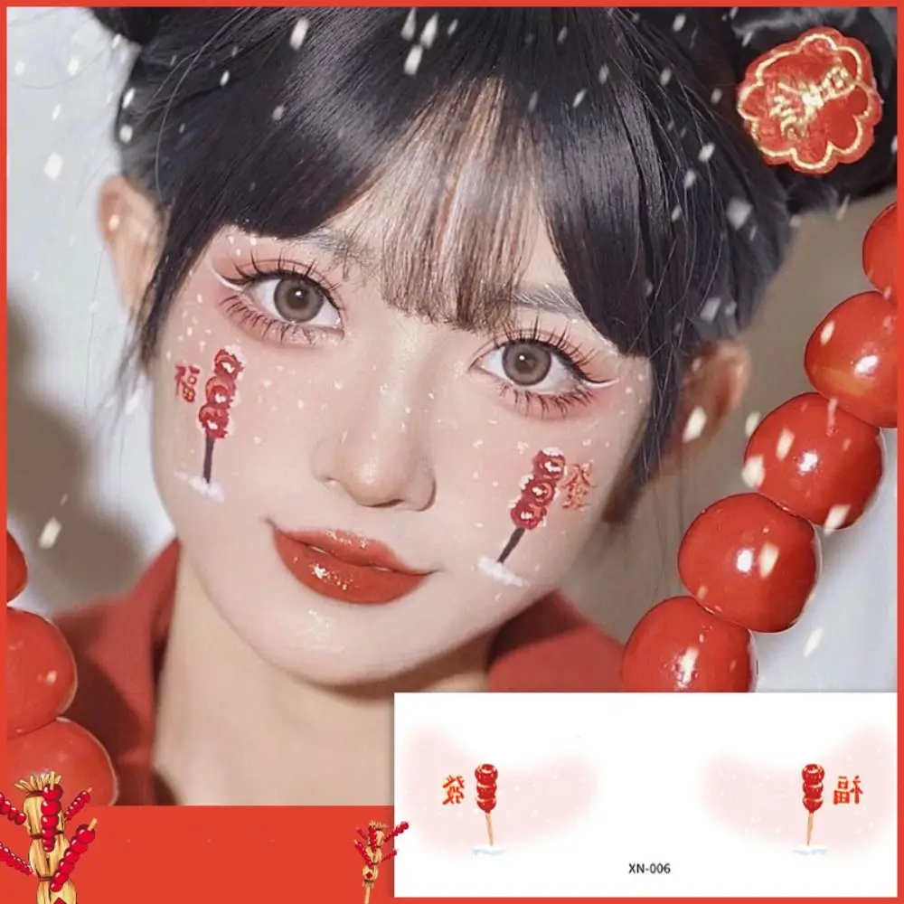 

Waterproof New Year Makeup Stickers Body Art Long Lasting New Year Face Tattoo Disposable Cute Cheek Temporary Tattoo