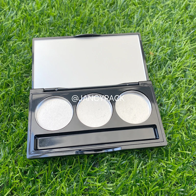 3 kleuren Zwart Make-uppalet Lege Oogschaduw Blusher Case concealer contour Cosmetische Collectie Klein