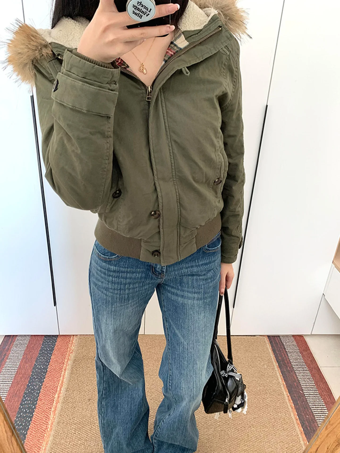 American Sle High Street Retro Bell Bot Deep Blue Jeans Women's Autumn Winter New Sle Slim Wide Leg High Waist Straigh...