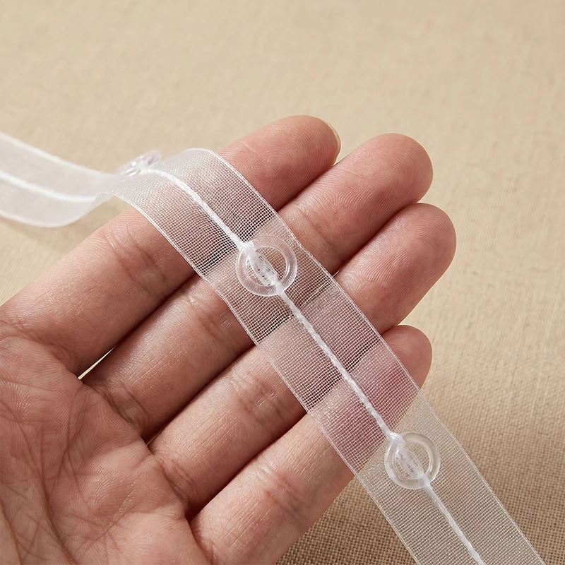20M Rolle 20mm Transparentes Raffrollo-Band Weißes Geripptes Nylon-Vorhangband DIY Nähzubehör für Gardinen