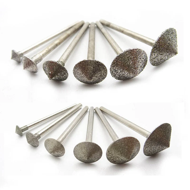 

5/10Pcs Conical Umbrella Shape Diamond Grinding Drill Bits 2.35mm 3mm Shank D Needle Jade Carving Deburring Rotary Kits Tool