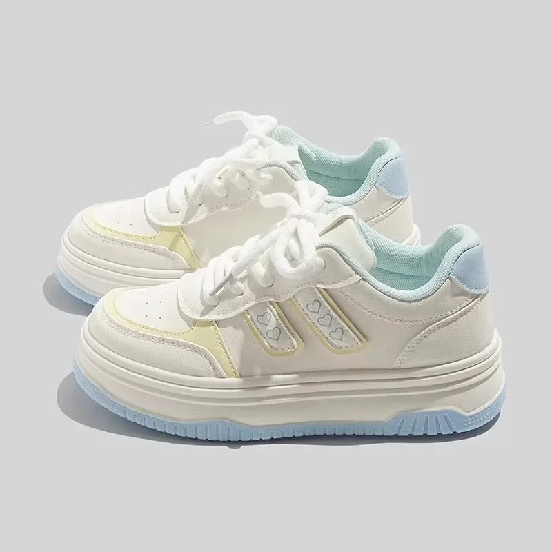 Children's Shoe for Girl Non-slip PU Leather Kids School Sneakers Fashion Heart Pattern Toddlers Causal Sneakers Versatile Soft