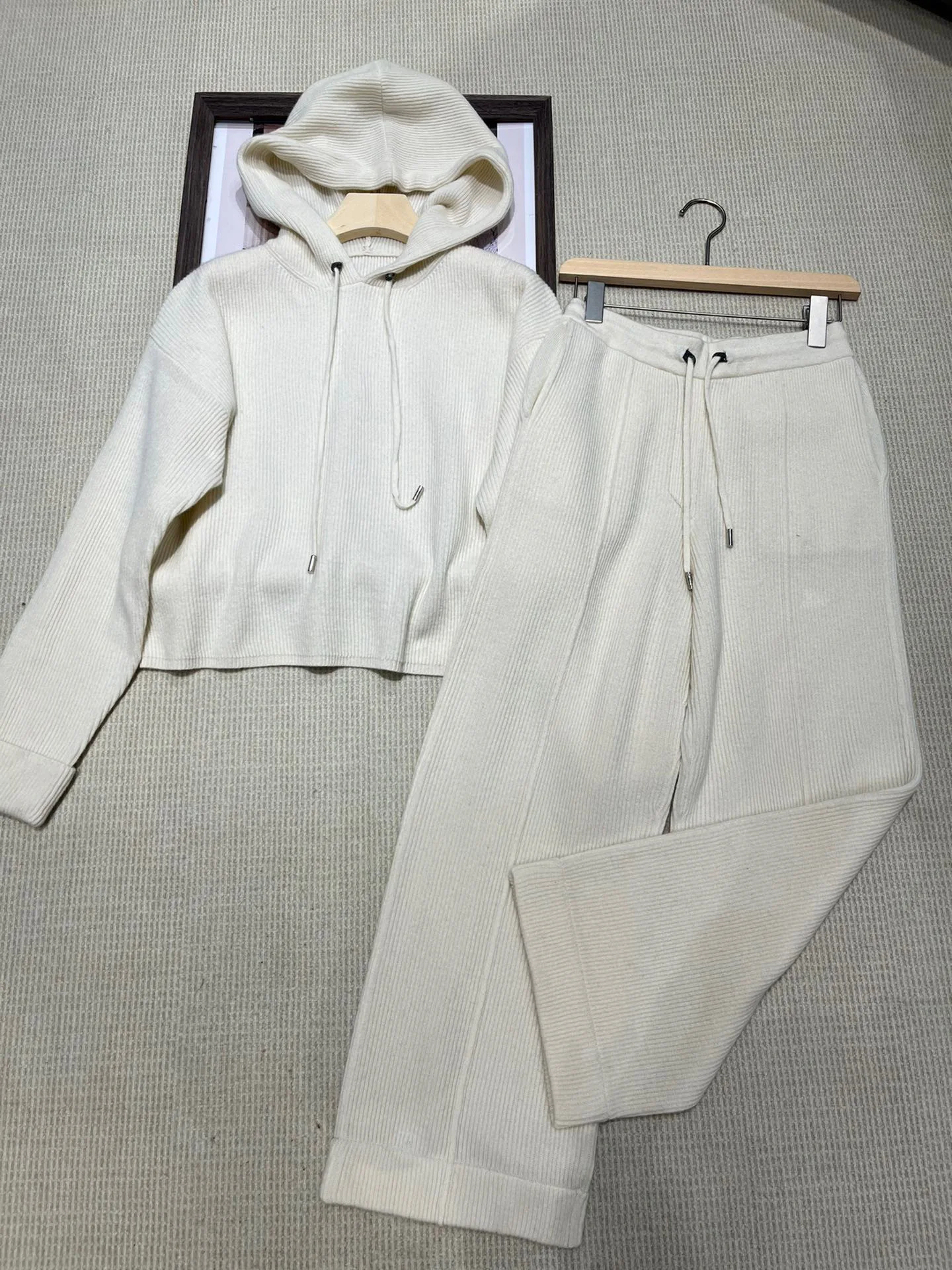 High quality casual knitted cashmere pants set