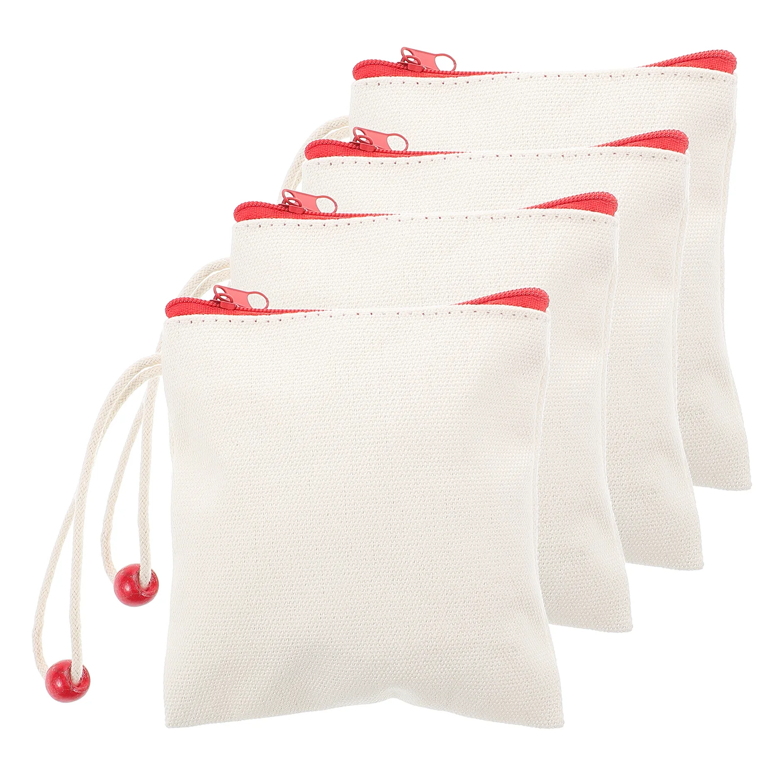 

4 Pcs Jewelry Storage Bag Canvas Pouches White Cloth Zipper Small H made Change Chinese Coin Purse Purse ganizer