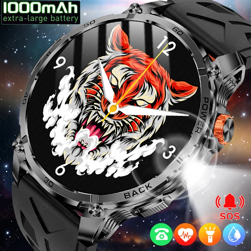 

Умные часы LIGE 1000 мАч для мужчин, с полным сенсорным экраном, монитором сердечного ритма и сна, водонепроницаемые по стандарту IP68, спортивные часы для фитнеса.