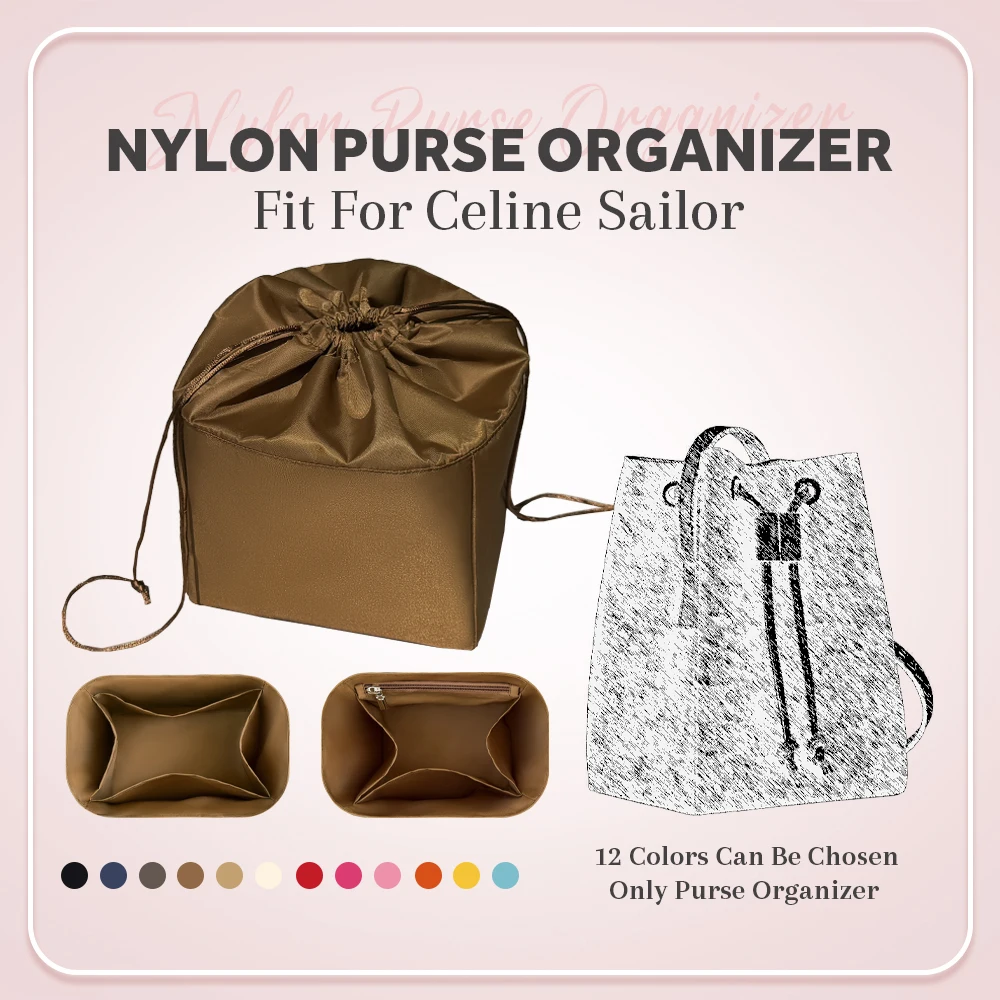 

Nylon Purse Organizer Insert, Mini Inside Bag Organizer Insert Fit for Celine Sailor Handbag Inner Liner Bag Organizer Insert