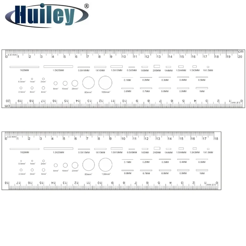 18cm/20cm Film Ruler Gauge Point Dot Line Surface Quality Inspection Straightedge Calibration Ruler Measuring Tools