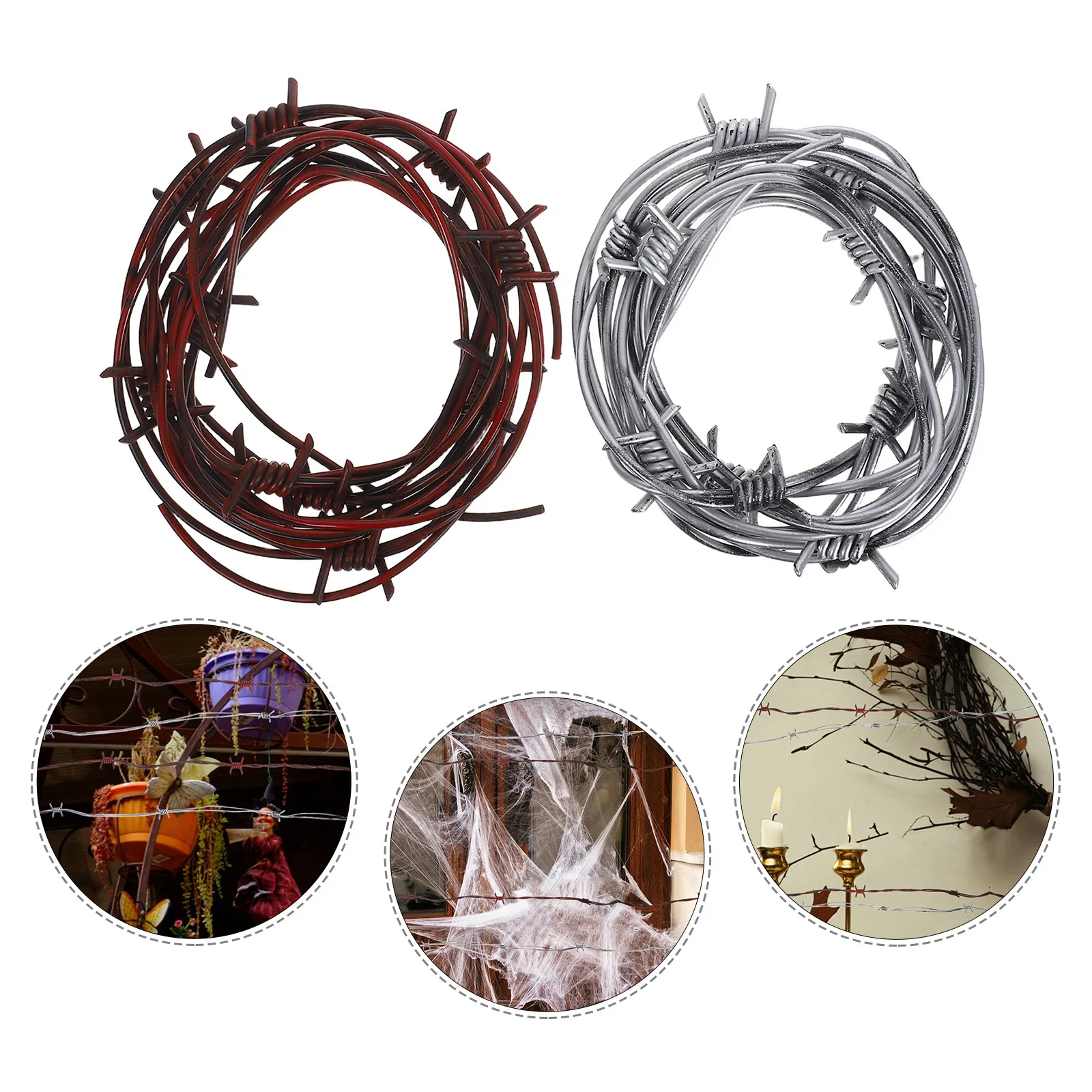 

2 шт., жуткая колючая проволока, реквизит для Хэллоуина, реалистичное страшное украшение для вечеринки, дома, на открытом воздухе, в помещении, дом с привидениями