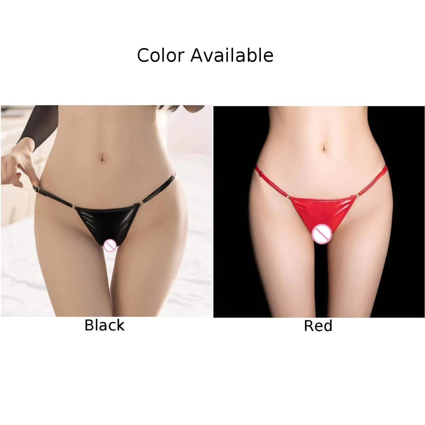 Damen Low Rise Tanga G-String Höschen glänzend nass aussehen Unterhose Pu Leder Slips T-Back offenen Schritt Unterwäsche erotische Dessous