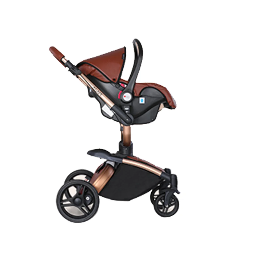 Carrinho De Luxo Com Assento De Carro, Alta Qualidade PU Rodas, Baby Pram, Sistema De Viagem De Transporte, Forma De Ovo, 3 em 1, EN1888/ASTM