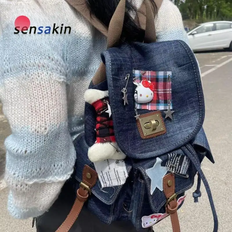 

Sanrio детский новый стильный рюкзак Hello Kitty для девочек, рюкзак большой емкости, модная индивидуальная сумка для средних и больших детей