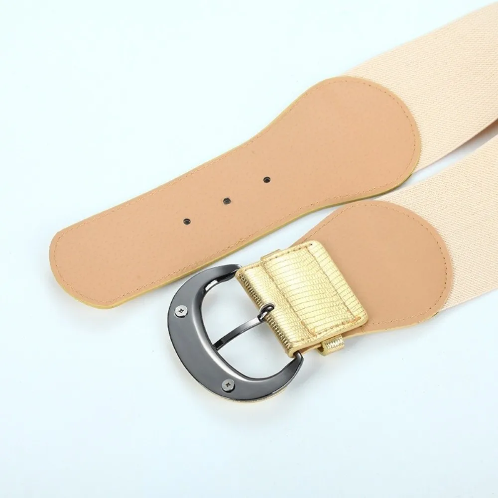 Fascia elastica semplice in PU con stampa leopardata a vita alta Cintura femminile in tessuto Cintura elastica in vita larga da donna