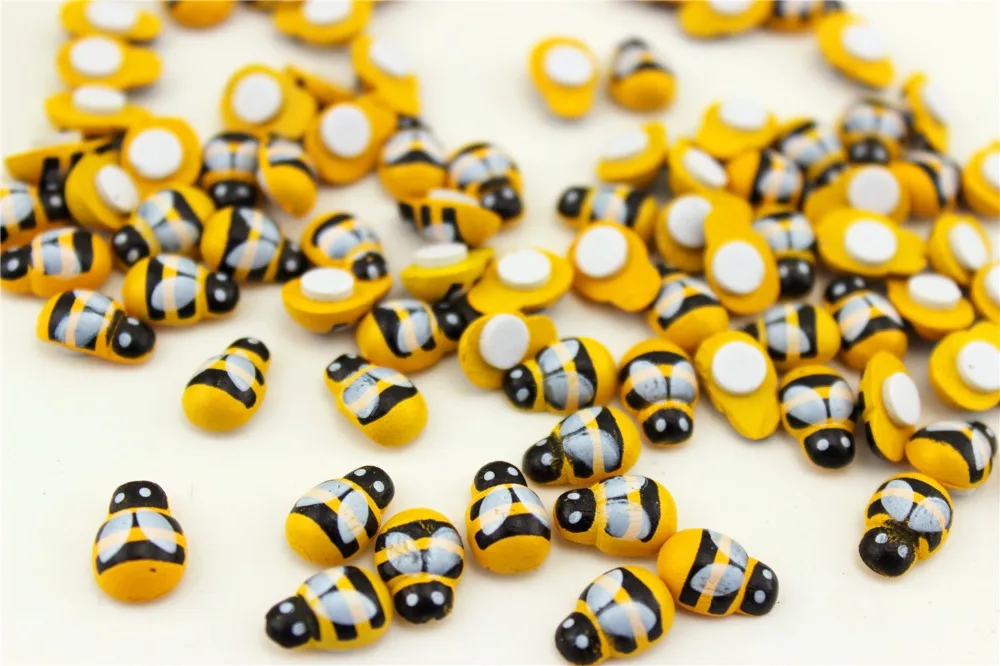 100 Stück/Beutel Holz-Marienkäfer-Aufkleber für Kinder, Bemalte Selbstklebende DIY-Basteldekoration für Zuhause, Party und Feiertage E – Detail 4