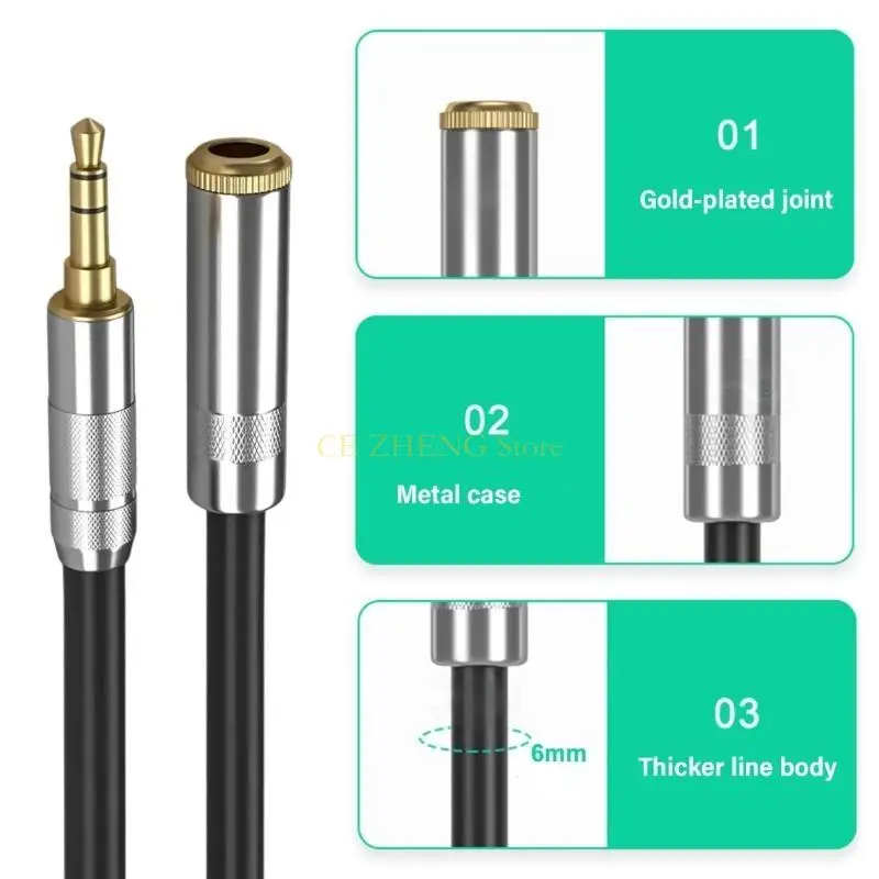 E56B 3.5mm 남성에서 여성 연장 와이어 보조 어댑터 자동차 컴퓨터 컴퓨터 휴대폰 보조 와이어 익스텐더 라인 50cm-10m