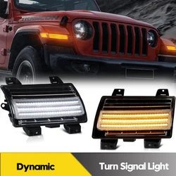 2 sztuki LED z przednim zderzak boczne światła sygnalizacyjne DRL do Jeep Wrangler JL 2018-2020 akcesoria samochodowe