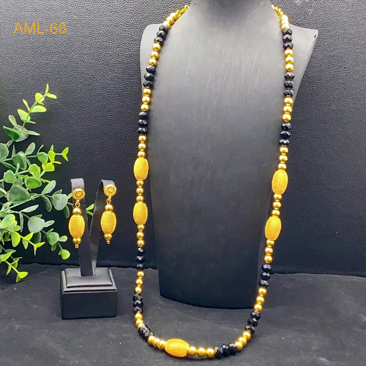 

ANIID Ethiopian 24k Gold Color Long Chain Necklace And Earrings Sets For Women African Wedding Arab Bridal Dubai Jewelry Gifts