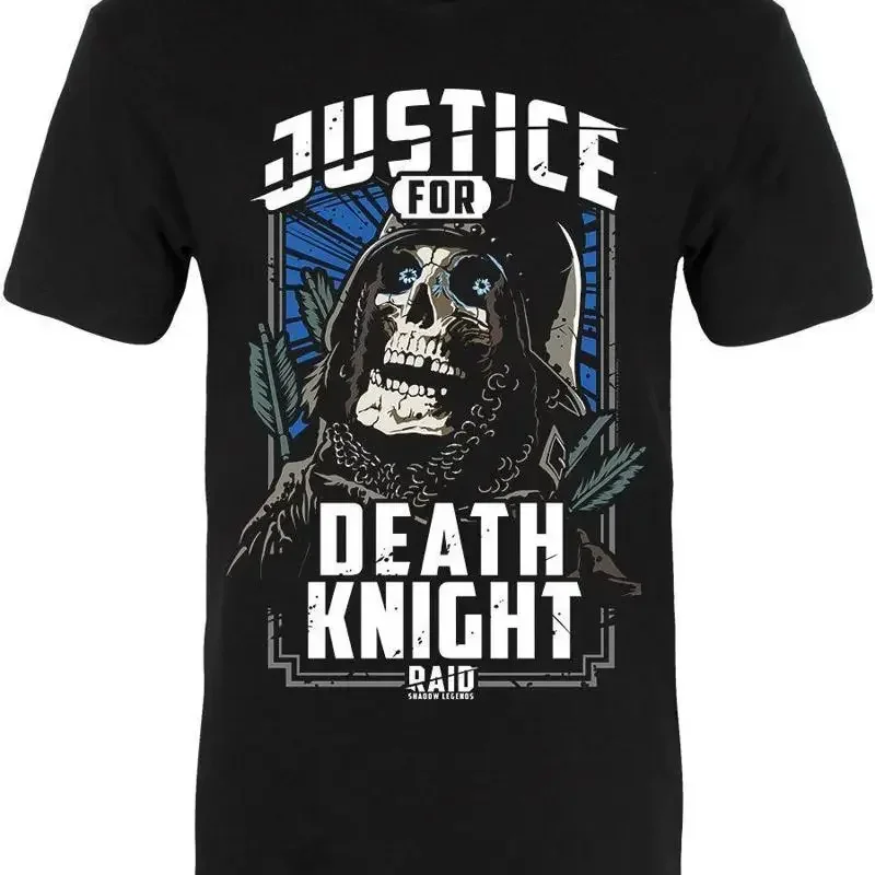 

Черная футболка RAID Shadow Legends Official Justice For Deathknight