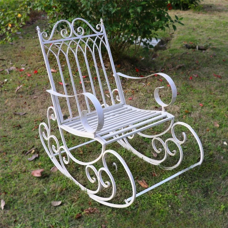 

Open-air garden, wrought iron rocking chair, courtyard balcony outdoor princess-style single backrest lounge chair