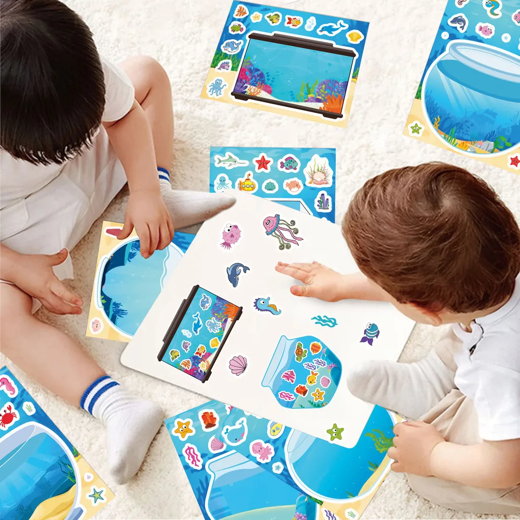 8 Pieces Fish Tank Marine Animal Scenery Puzzle Stickers - Kids' Cartoon DIY Puzzle Decals for Craft Games AnimeWorlds Store