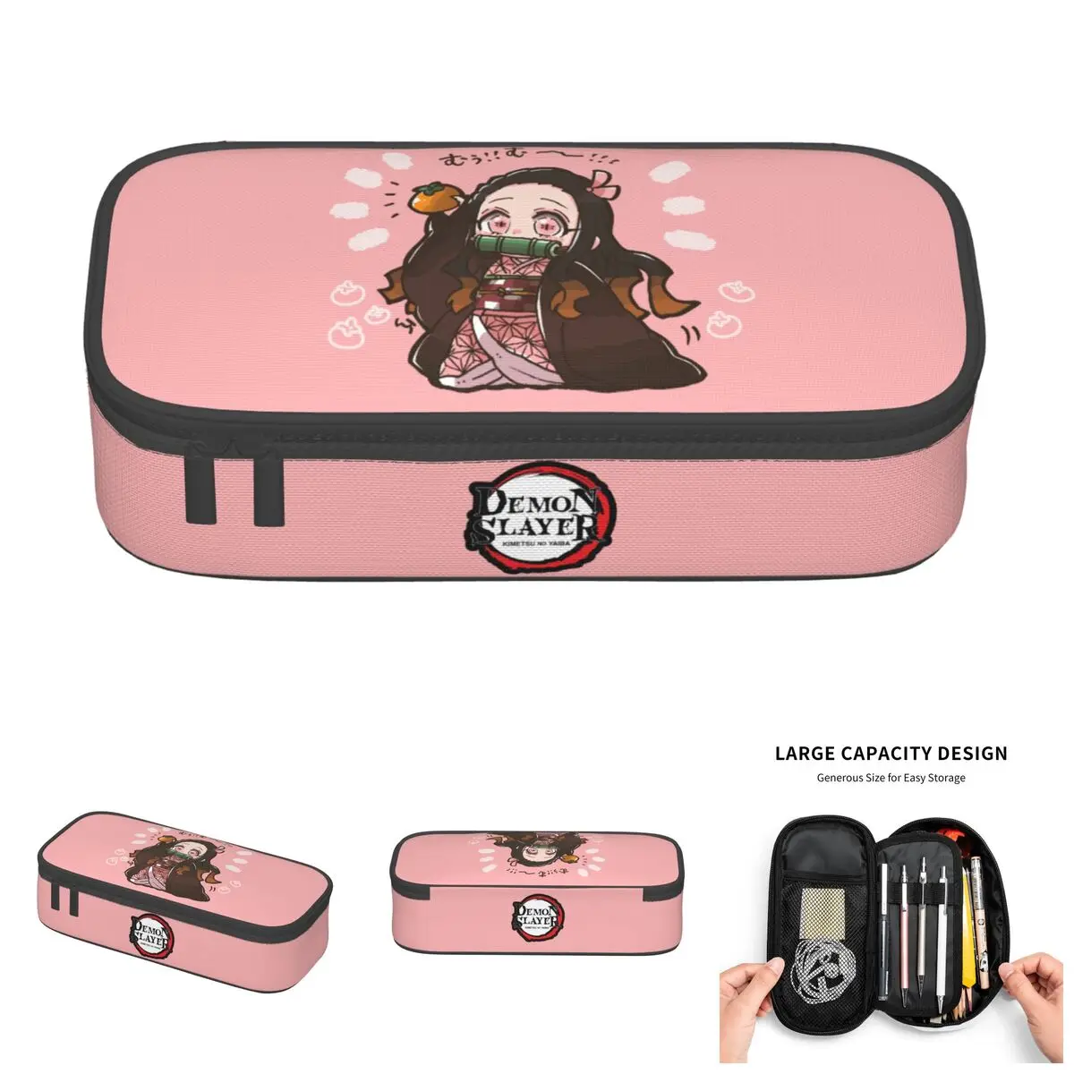 Demon Slayer Kimetsu No Yaiba Cute Pencil Case Girl Boy Large Capacity Kamado Nezuko Devil's Blade Pencil Pouch School Supplies