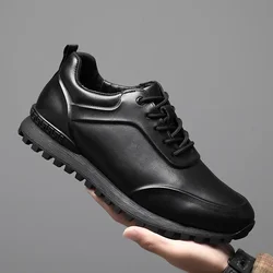 Men's Embossed Casual Sports Leather Shoes 2026 Autumn and Winter New Anti-skid Strap Comfortable Male Shoes Mens Leather Shoes