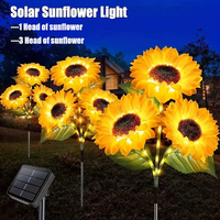 1/3Head LED Solar Sunflower Outdoor Lawn Light IP65 Waterproof Pathway Yard Wedding Holiday Garden Decoration Solar Flowers Lamp