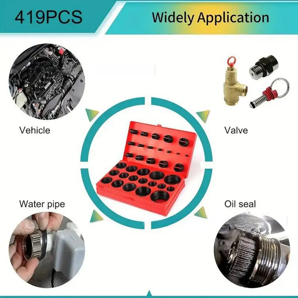 

419 шт., уплотнительные кольца из нитриловой резины, черные метрические шайбы разных размеров, устойчивые к высоким температурам, износостойкие уплотнительные кольца