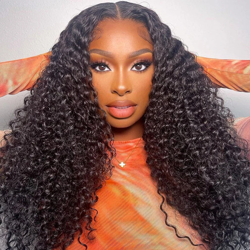 

12A Pre Bleached Knots Wear Go Glueless Wig Mongolian Kinky Curly 4x4 Lace Wigs Ready To Wear Pre Cut Preplucked Lace Front Wig