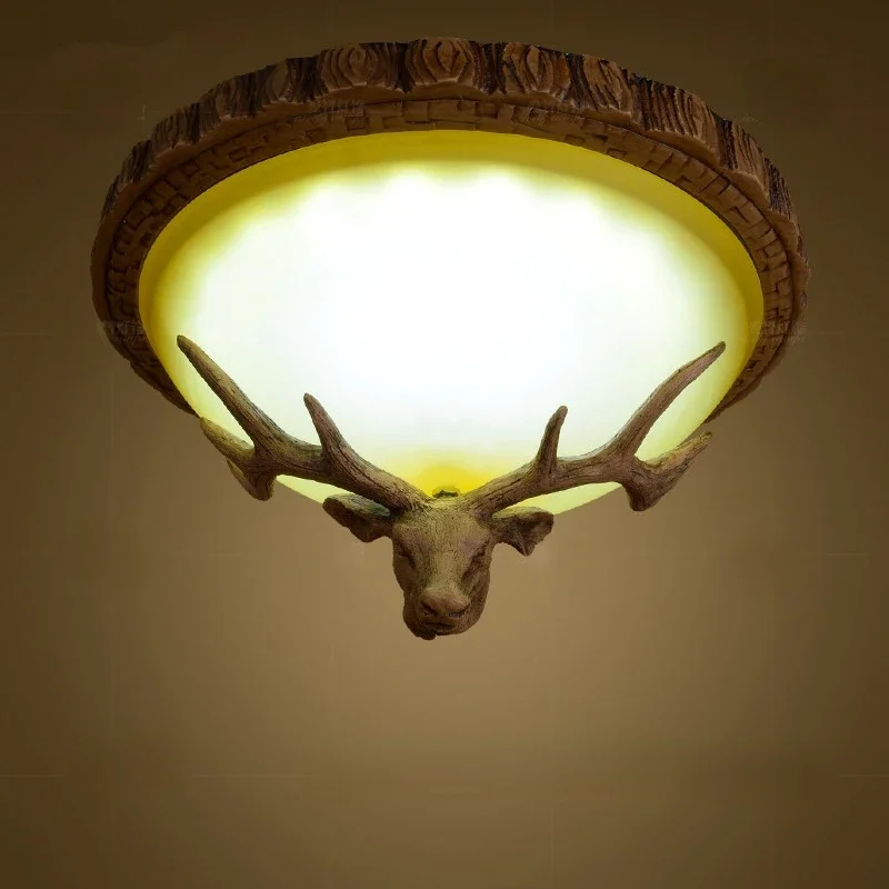 

Nordic personalized ceiling lamp, creative dining room, study room, retro, warm and simple bedroom, bar, antlers, ceiling lamp