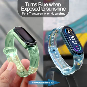 Verkleuring Band Voor Xiaomi Mi Band 7 6 5 4 3 Siliconen Transparante Kleur Chang Horlogeband Voor Miband 6 7 5 4 Armband Polsband