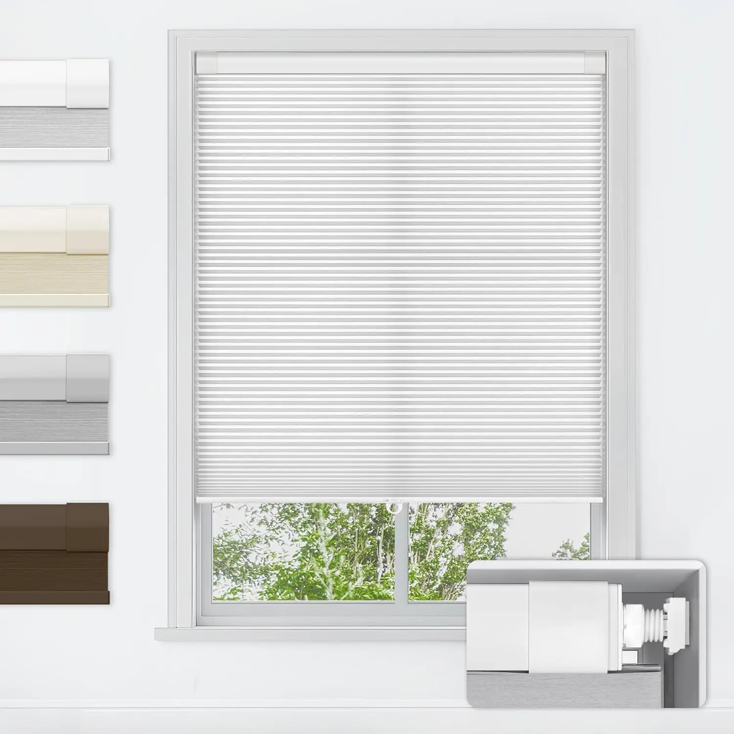 

High Quality No Drill Easy to Install Full Blackout/Light Filtering Customized Honrycomb Blinds for Windows