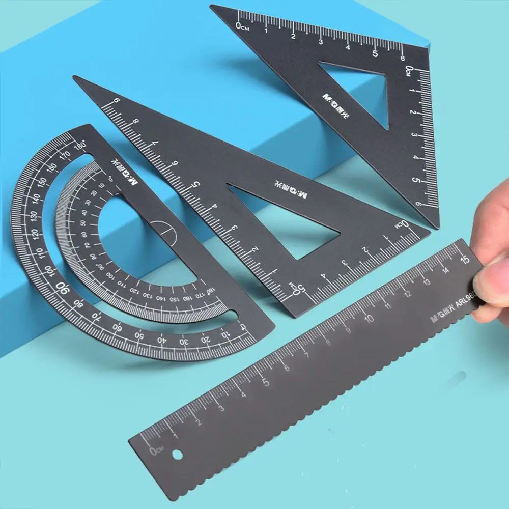 Imagem -05 - Conjunto de Régua de Alumínio Oco Durável Medição Escolar Geometria Exame de Escritório Suprimentos de Elaboração Réguas de Metal