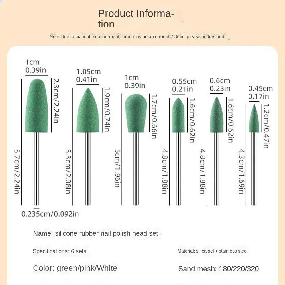 6 stks/set Gel Polijsten Verwijderen Siliconen Nagelpolijstkop Elektrische Nagelslijper Accessoires Siliconen Nagelboren