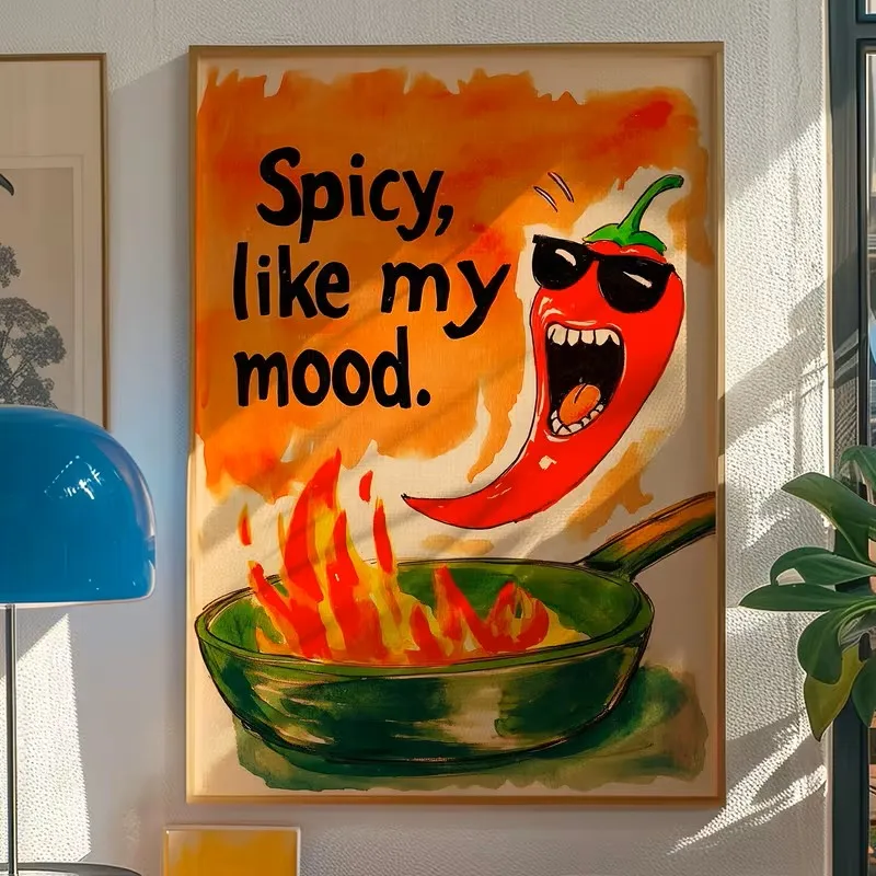 

Abstract Chili Fashion Glasses Canvas Poster Design, Retro Kitchen Wall, Bedroom, Living Room Interior Home Decoration