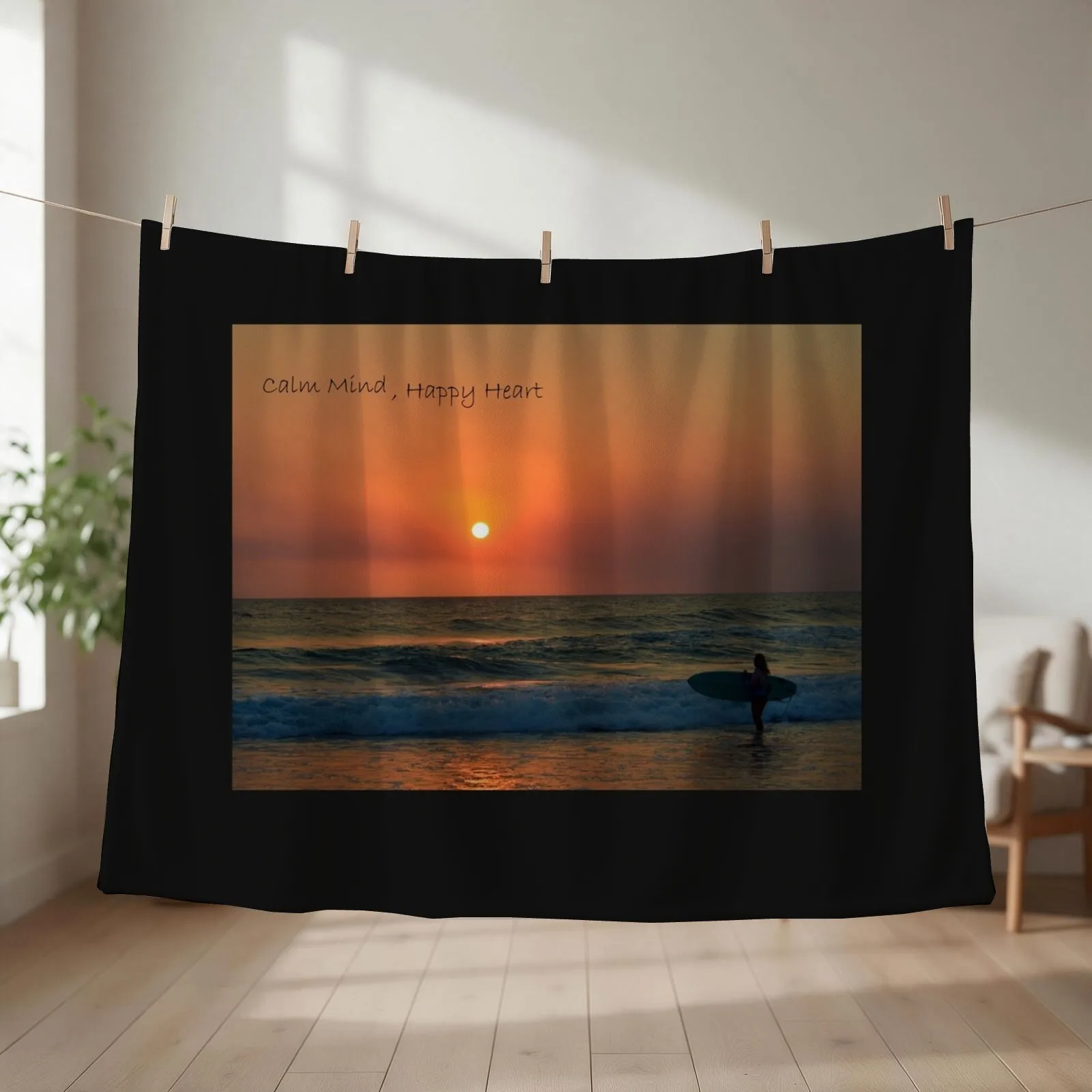 Surf Girl- Calm Mind Happy Heart - Gold Coast Australia Throw Blanket Multi-Purpose Sofa Quilt Quilt Beach Blankets