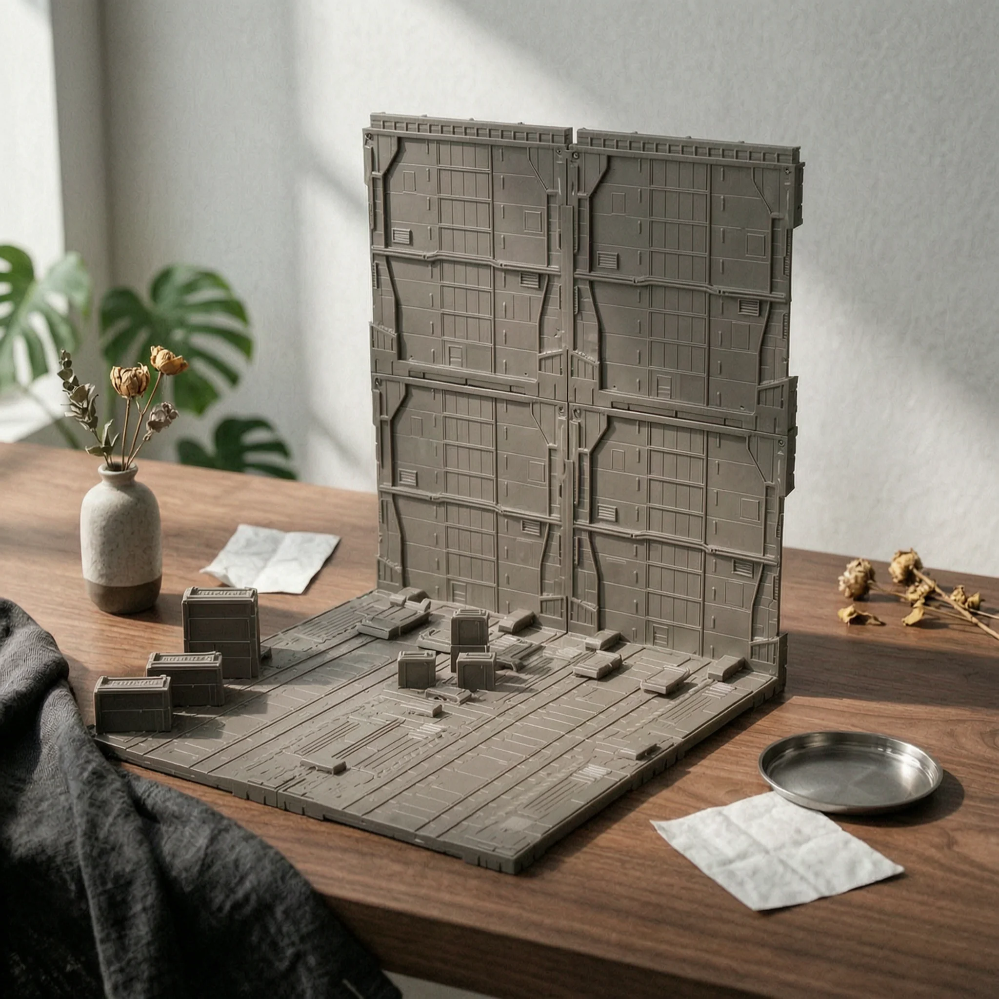 Hangar Scene Board Futuristic-Fi Industrial Corner Scene Board Miniature Display Base Molded Panels Scene Setting Backdrop