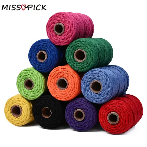 54Yards Cotton Handmade Decor 3mm Colorful Cord Rope Thread Twisted Macrame String Diy Home Wedding Decoration Supplies